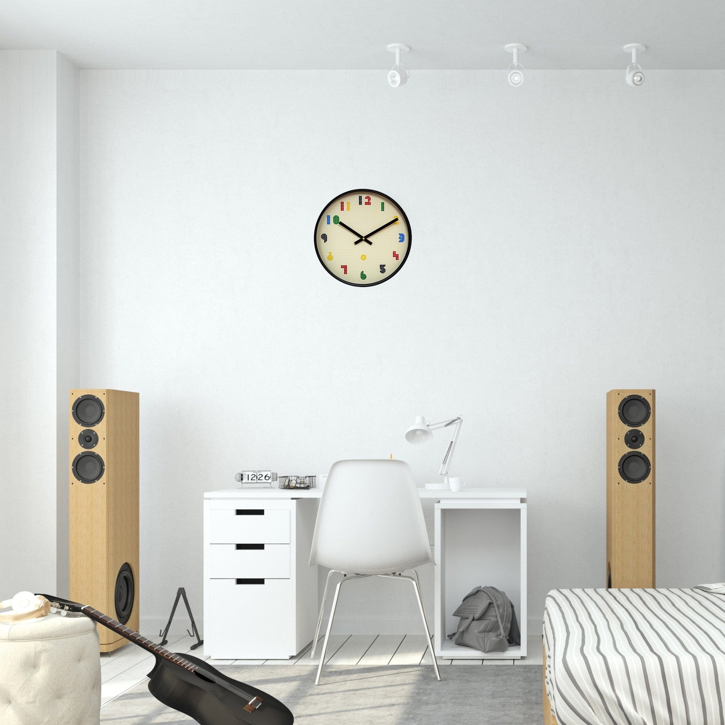 Wandklok 35 cm - stil - zwart/multikleurig - ABS - nXt 'Bit'