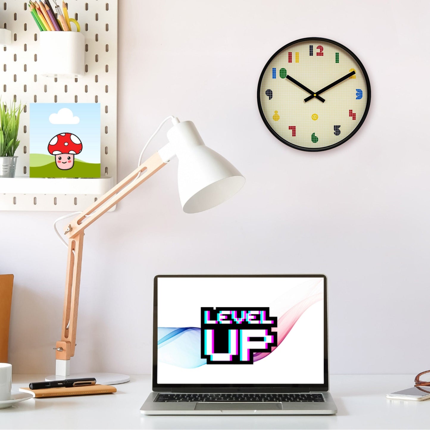 Wandklok 35 cm - stil - zwart/multikleurig - ABS - nXt 'Bit'