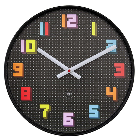Wandklok 35 cm - Stil - Zwart/Multikleurig - ABS - nXt 'Game'