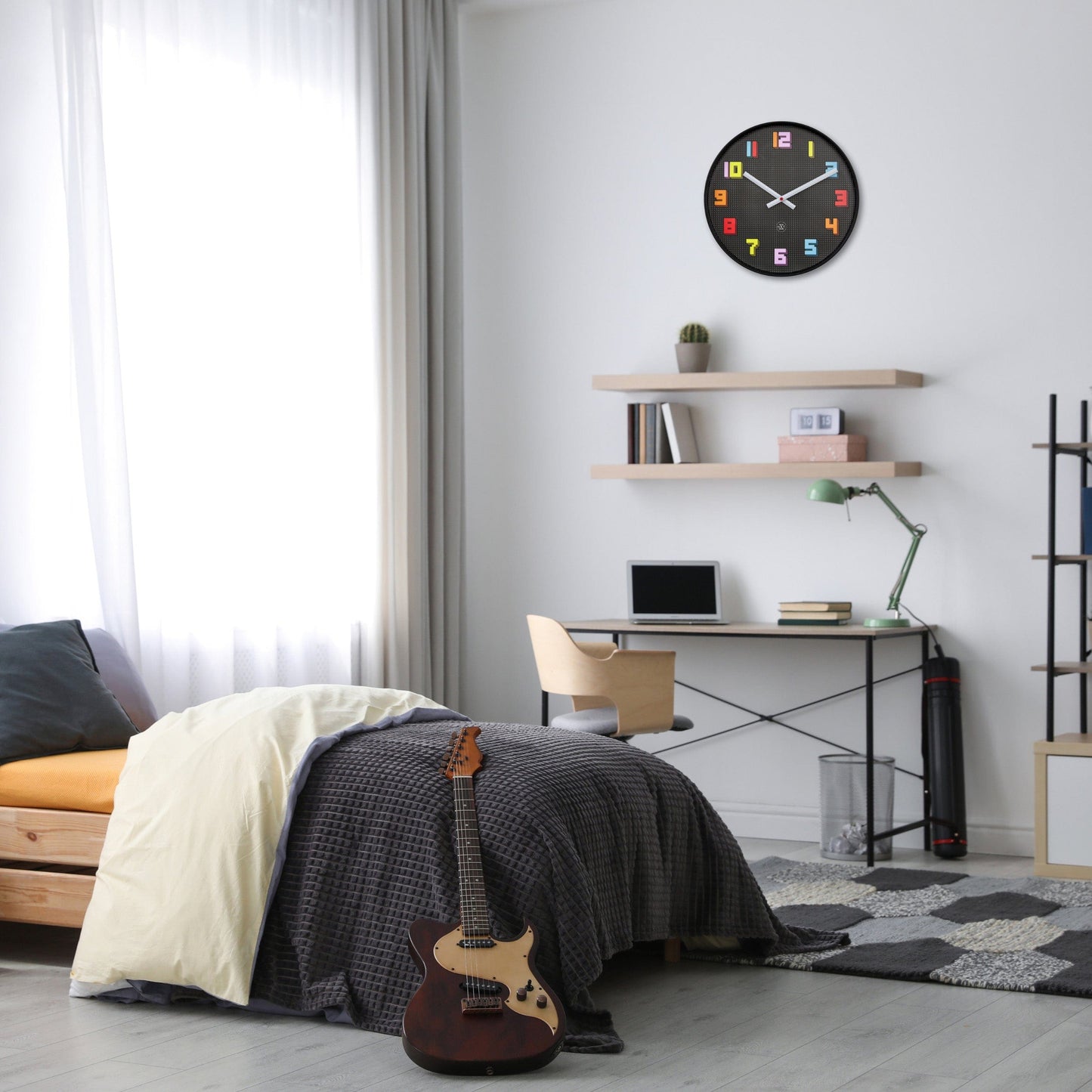 Wandklok 35 cm - Stil - Zwart/Multikleurig - ABS - nXt 'Game'