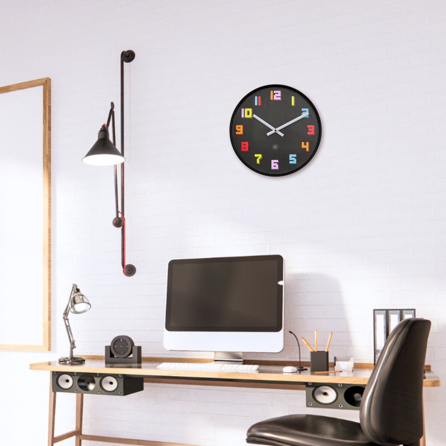 Wandklok 35 cm - Stil - Zwart/Multikleurig - ABS - nXt 'Game'