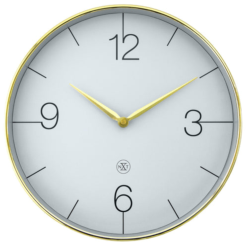Wandklok 30,5 cm-Geruisloos-Goud/Chroom/Grijs-Plastic-nXt 'Finesse'