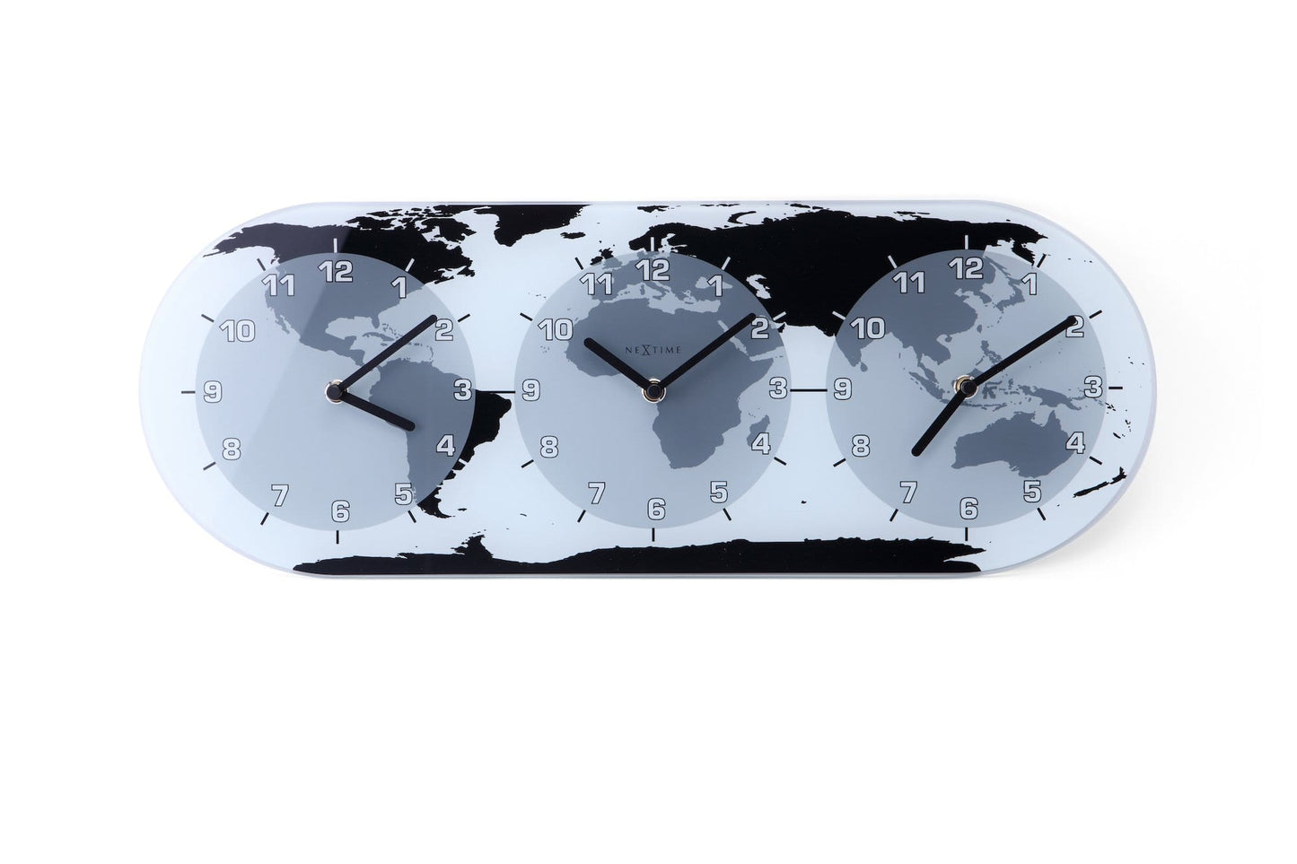 Wandklok - 50 x 18,6 x 3,6 cm - Glas - Wereldklok - 'Mondial'