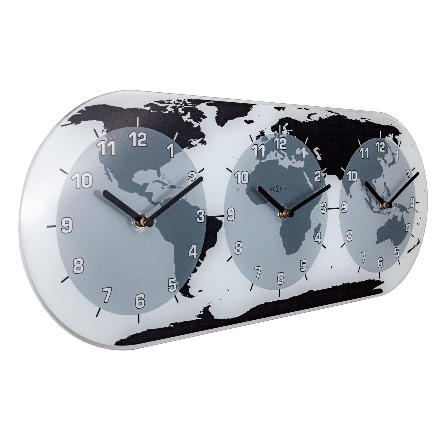 Wandklok - 50 x 18,6 x 3,6 cm - Glas - Wereldklok - 'Mondial'