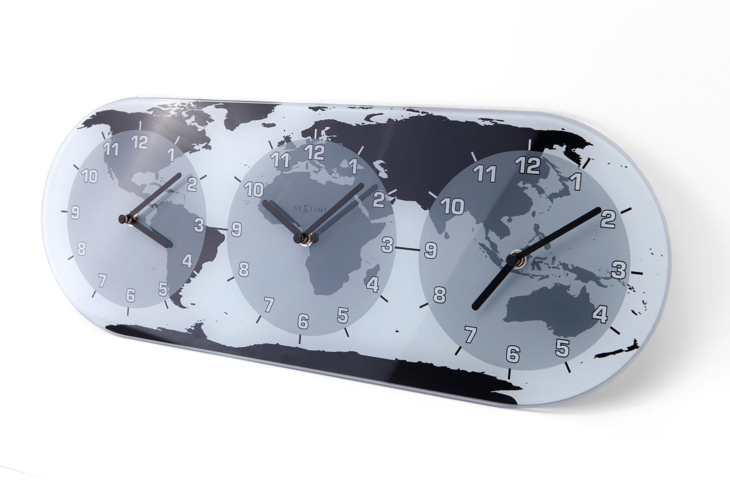 Wandklok - 50 x 18,6 x 3,6 cm - Glas - Wereldklok - 'Mondial'