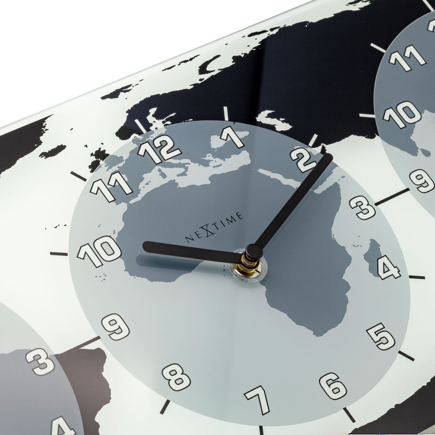 Wandklok - 50 x 18,6 x 3,6 cm - Glas - Wereldklok - 'Mondial'