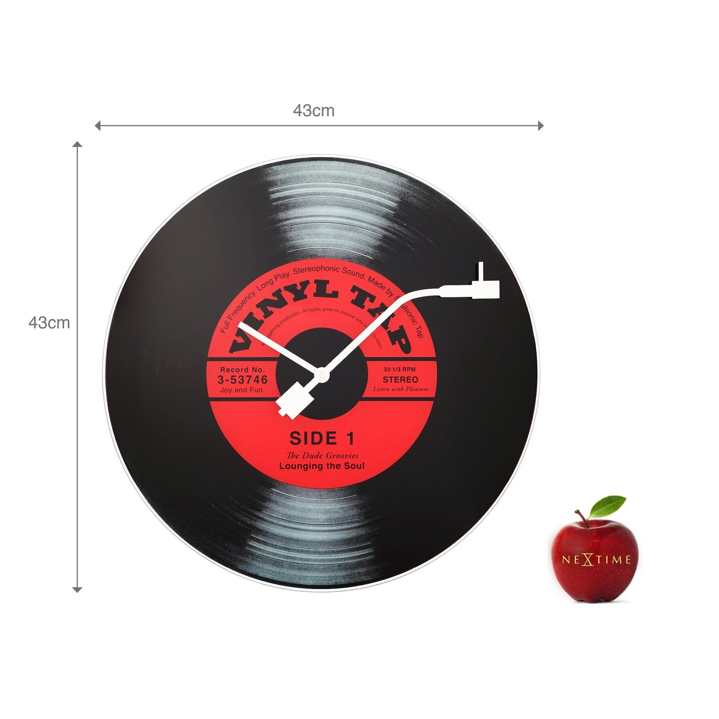 Wandklok - 43 cm - Glas - 'Vinyl Tap'
