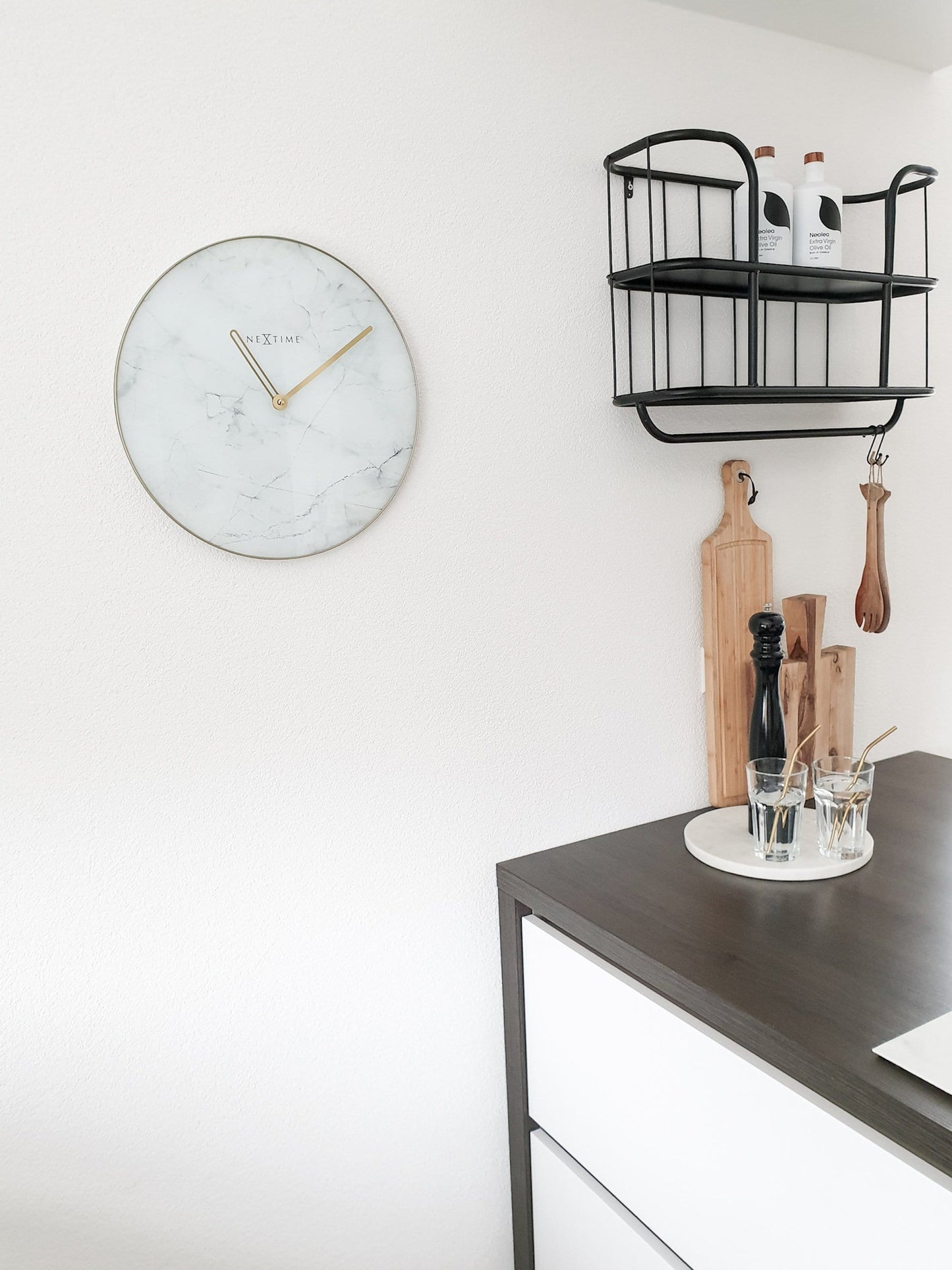 Wandklok - 40 cm - Glas / Metaal - 'Marmer'