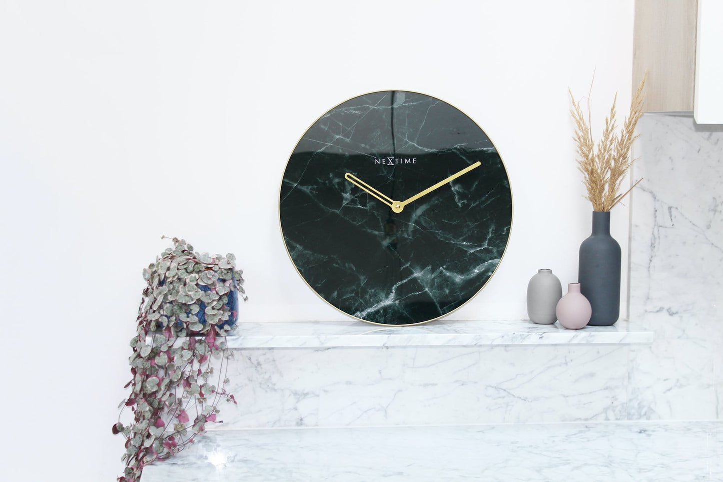 Wandklok - 40 cm - Glas / Metaal - 'Marmer'