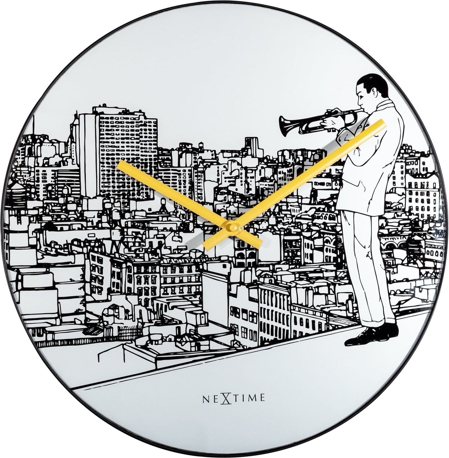 Wandklok - 40 cm - Glas / Metaal - Trumpet City