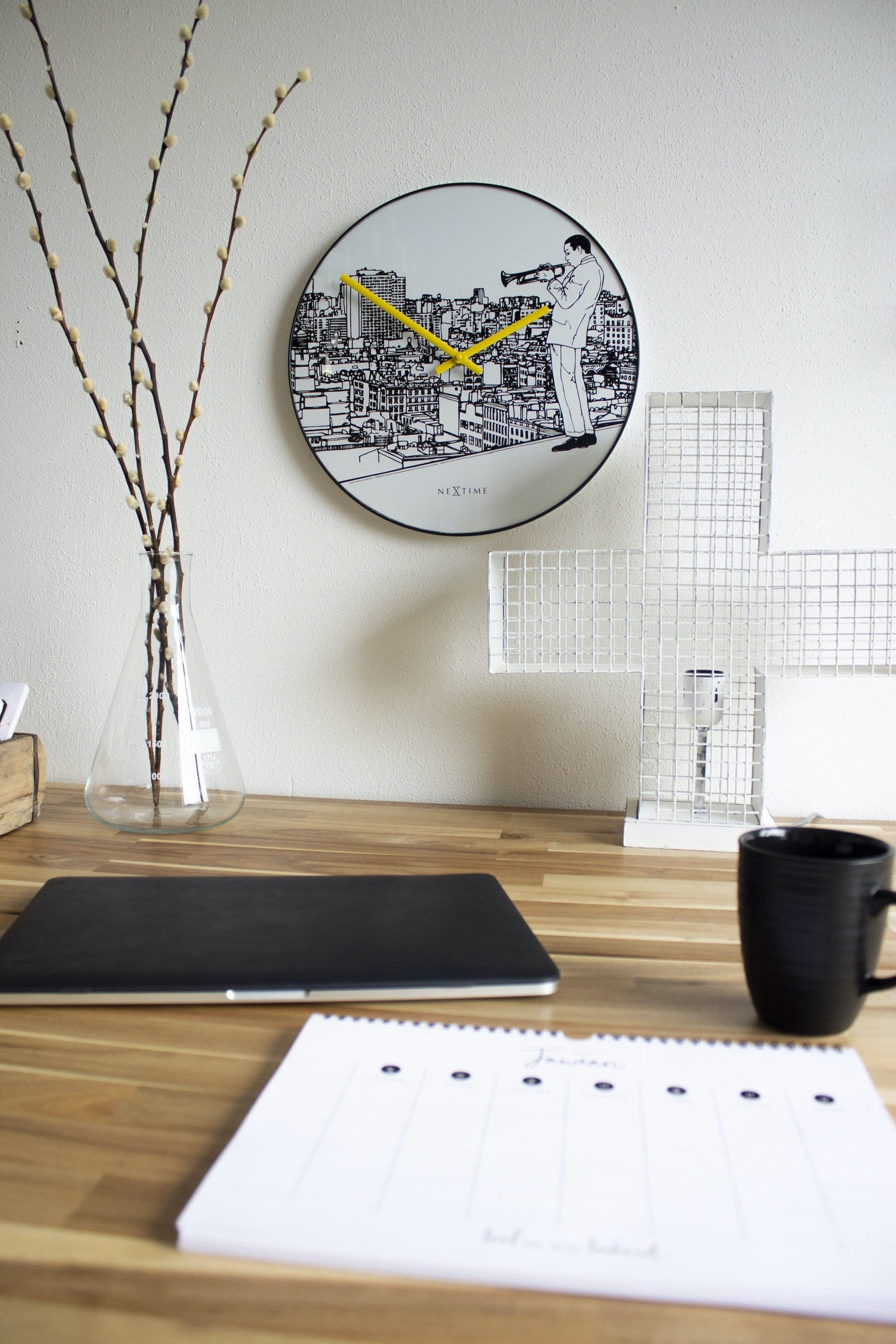Wandklok - 40 cm - Glas / Metaal - Trumpet City