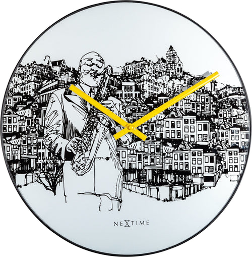 Wandklok - 40 cm - Glas / Metaal - Sax City