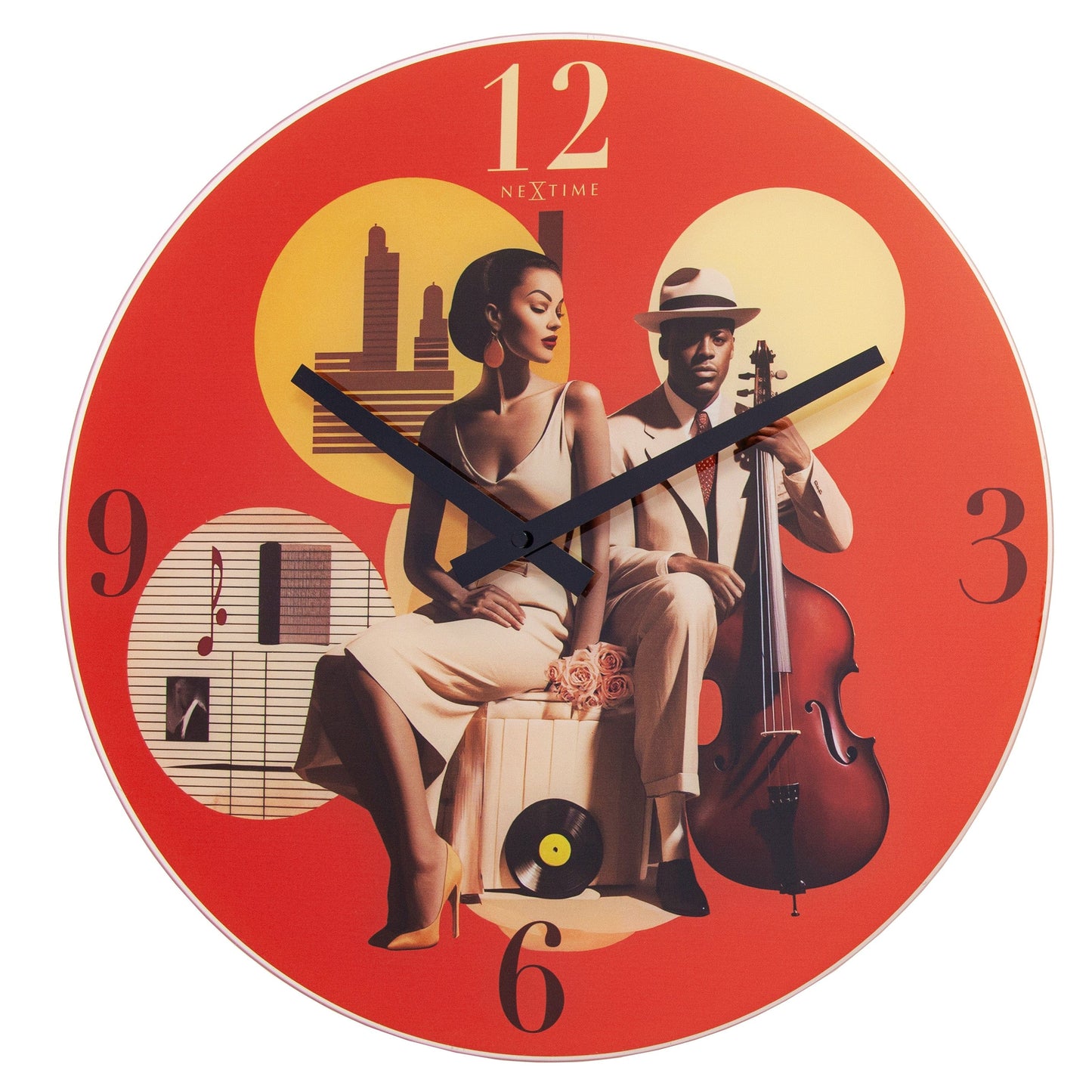 Wandklok - 43 cm - Stil - Meerkleurig - Glas - 'Jazz'