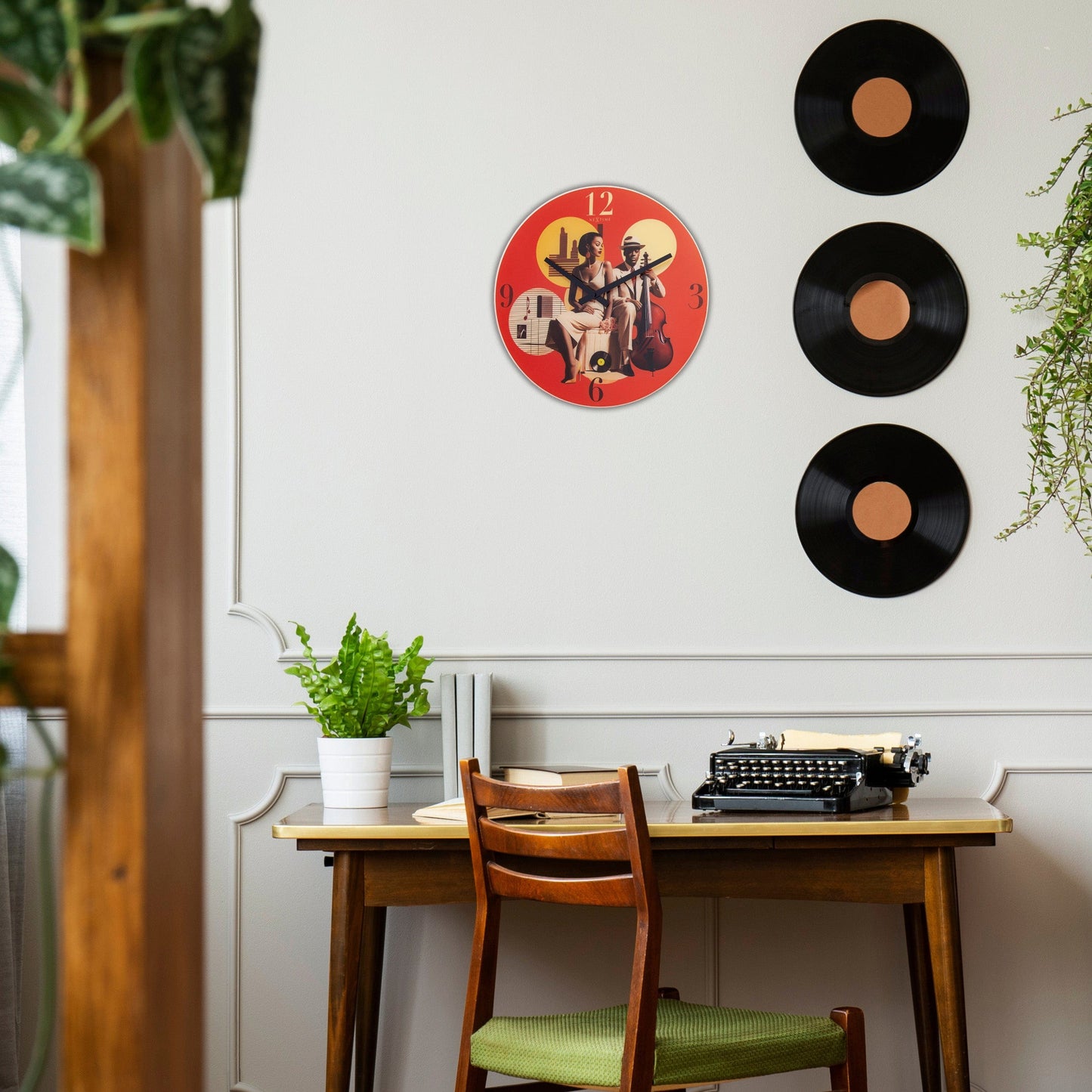 Wandklok - 43 cm - Stil - Meerkleurig - Glas - 'Jazz'