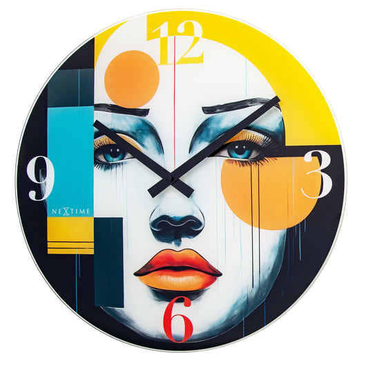 Wandklok 43cm-Geruisloos-Meerkleurig-Glas-NeXtime 'Vogue'