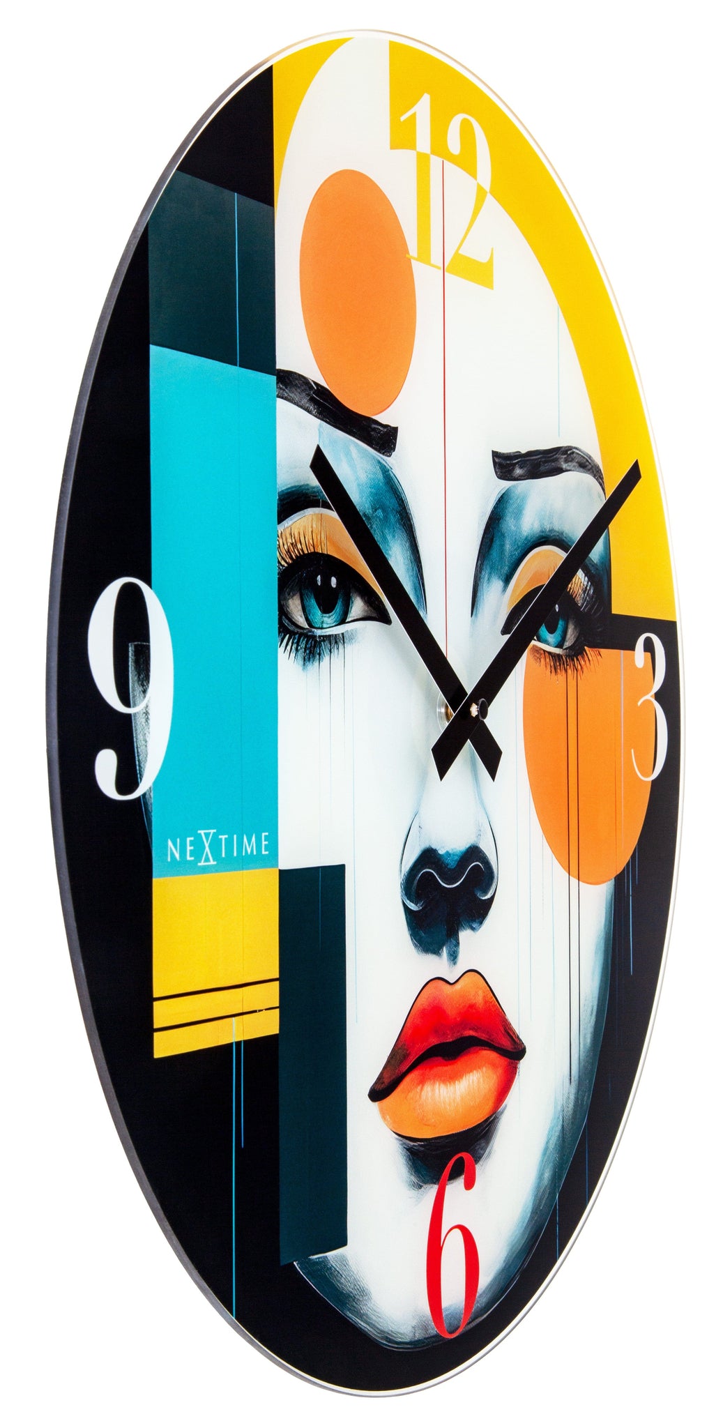 Wandklok 43cm-Geruisloos-Meerkleurig-Glas-NeXtime 'Vogue'