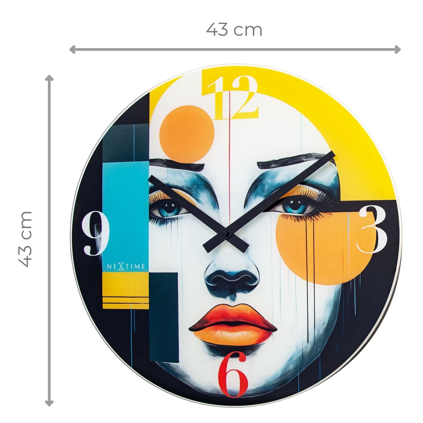 Wandklok 43cm-Geruisloos-Meerkleurig-Glas-NeXtime 'Vogue'