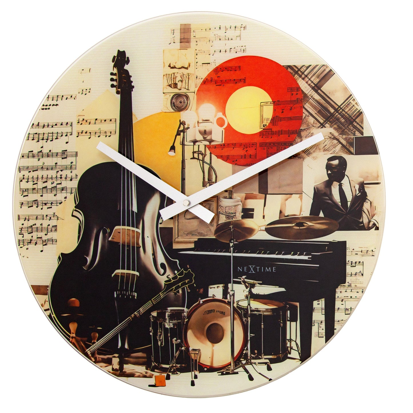 Wandklok 43 cm - Geruisloos - Meerkleurig - Glas - NeXtime 'Blues'