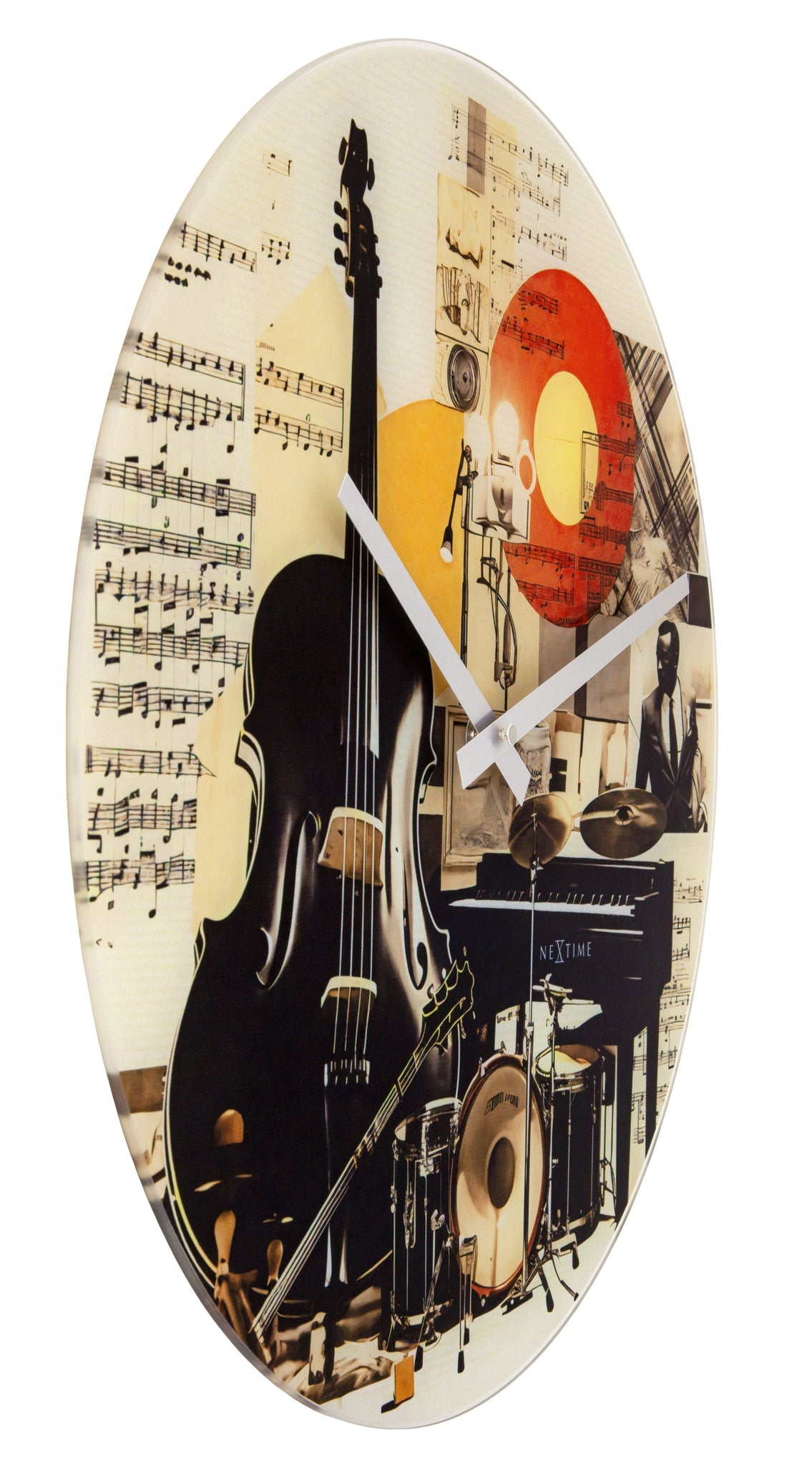 Wandklok 43 cm - Geruisloos - Meerkleurig - Glas - NeXtime 'Blues'