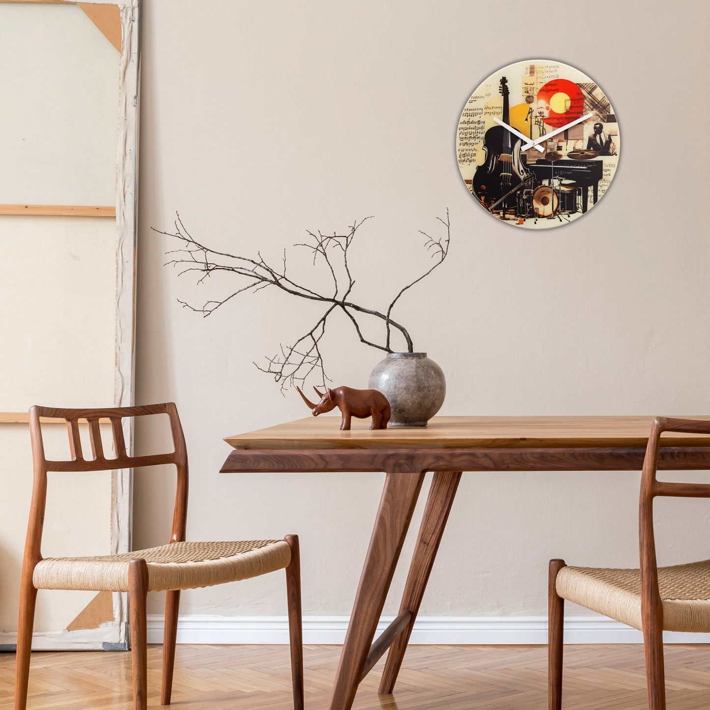 Wandklok 43 cm - Geruisloos - Meerkleurig - Glas - NeXtime 'Blues'