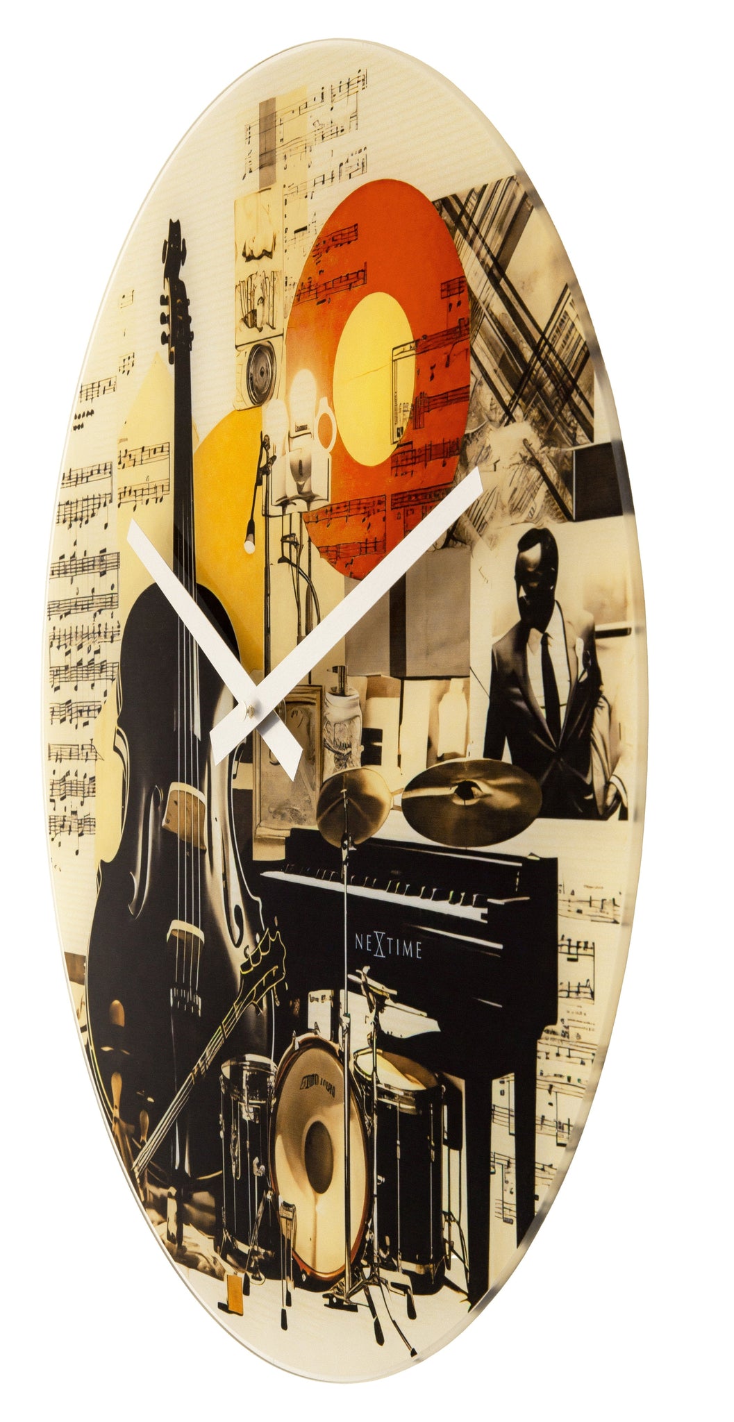 Wandklok 43 cm - Geruisloos - Meerkleurig - Glas - NeXtime 'Blues'
