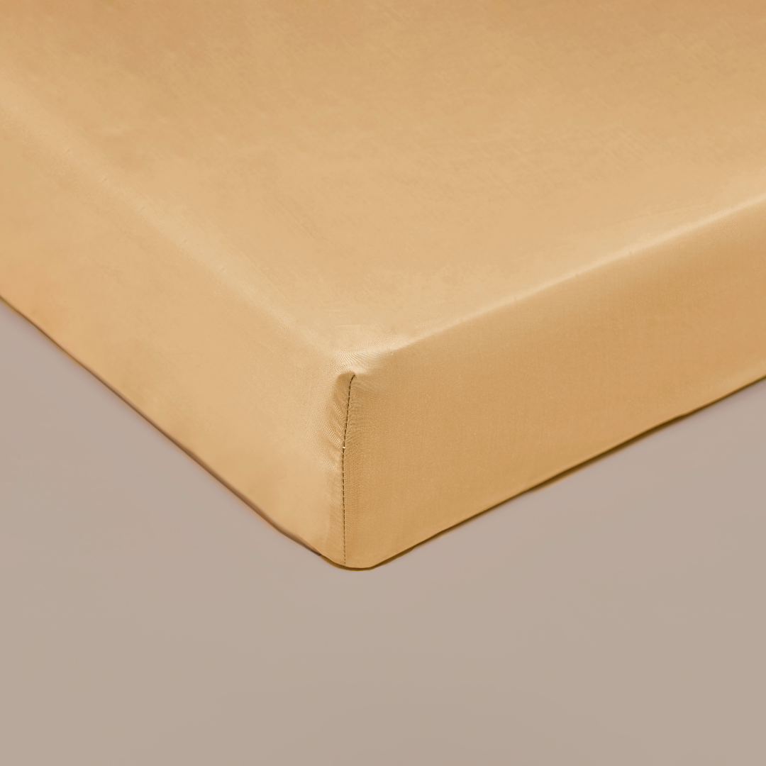 Coco & Cici - Bamboe hoeslaken voor topper 180 x 210 cm - 2-persoons beddengoed - okergeel - elastiek rondom - 100% eco bamboe
