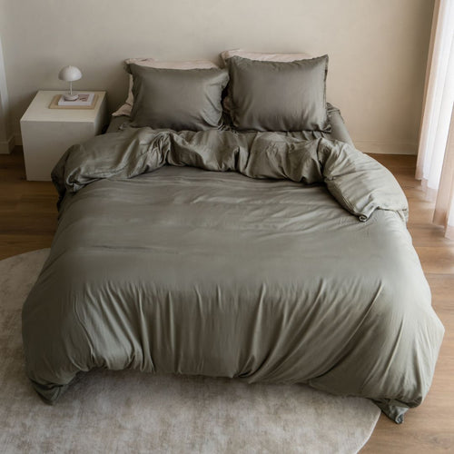 Coco & Cici - TENCEL Twill dekbedovertrek olijfgroen | + 1 kussensloop 60x70