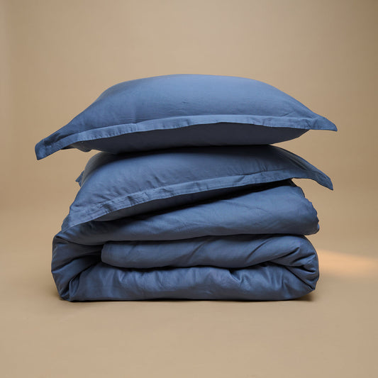 Coco & Cici - TENCEL Twill dekbedovertrek donkerblauw | +2 kussenslopen 60x70