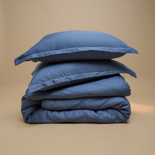 Coco & Cici - TENCEL Twill dekbedovertrek donkerblauw | +2 kussenslopen 60x70
