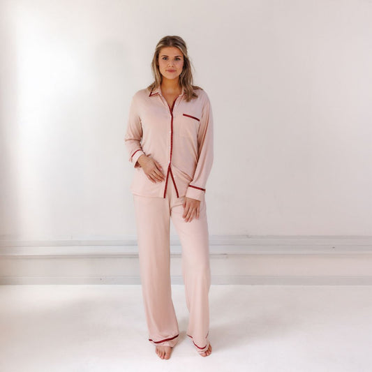 Coco & Cici - TENCEL Pyjamaset Dames Poederperzik - Maat XL