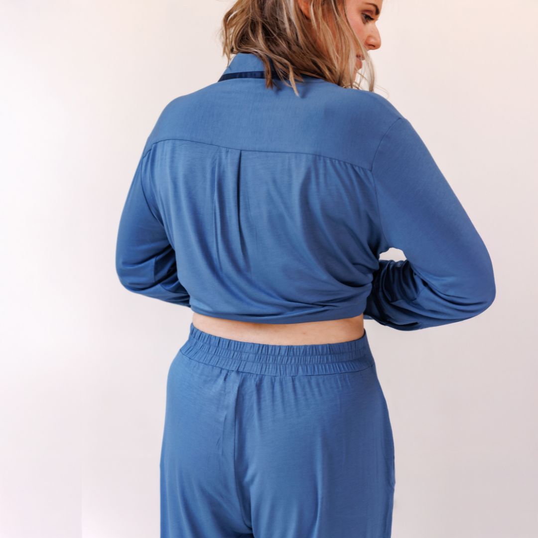Coco & Cici - TENCEL pyjamaset dames donkerblauw - maat XL