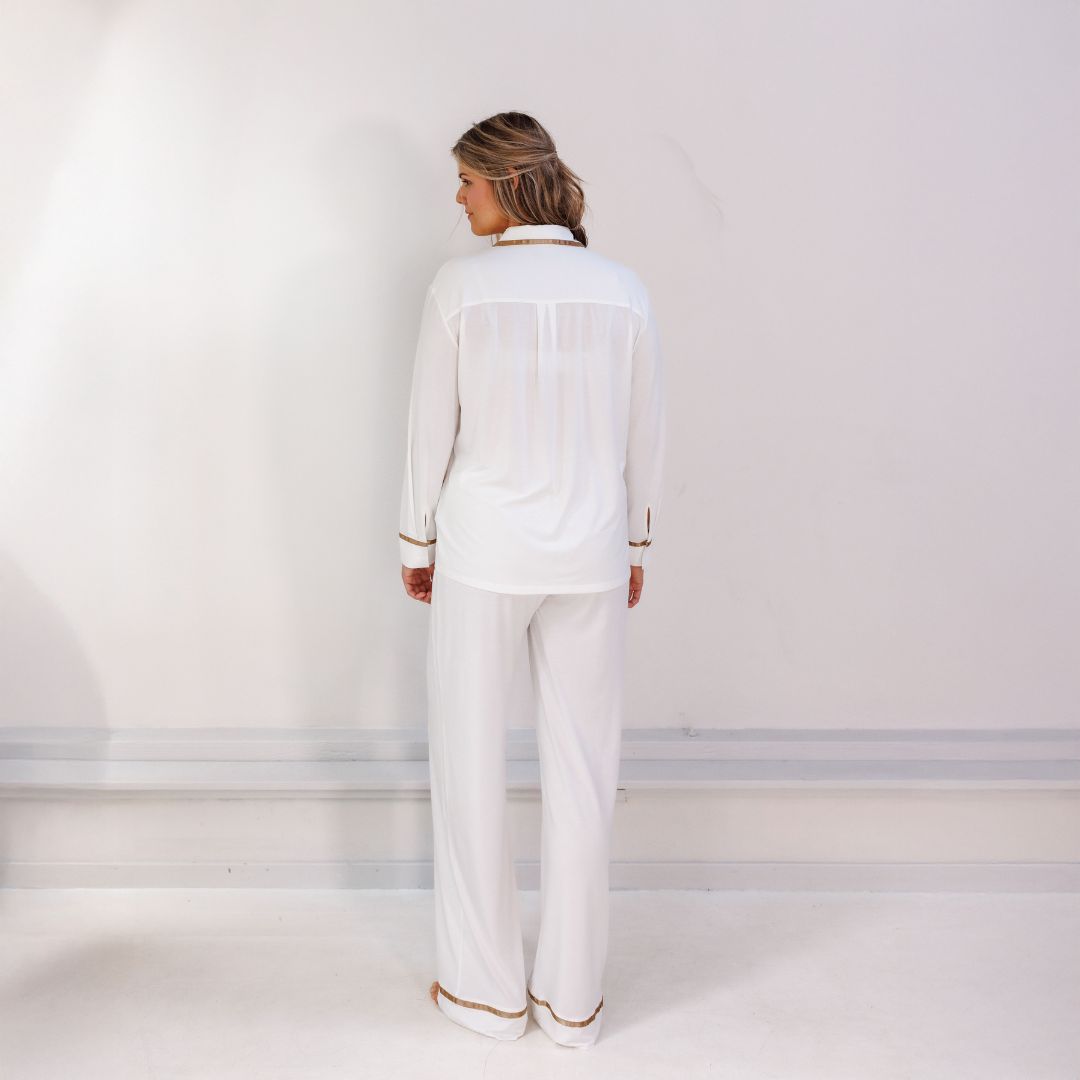 Coco & Cici - TENCEL pyjamaset dames gebroken wit - maat M