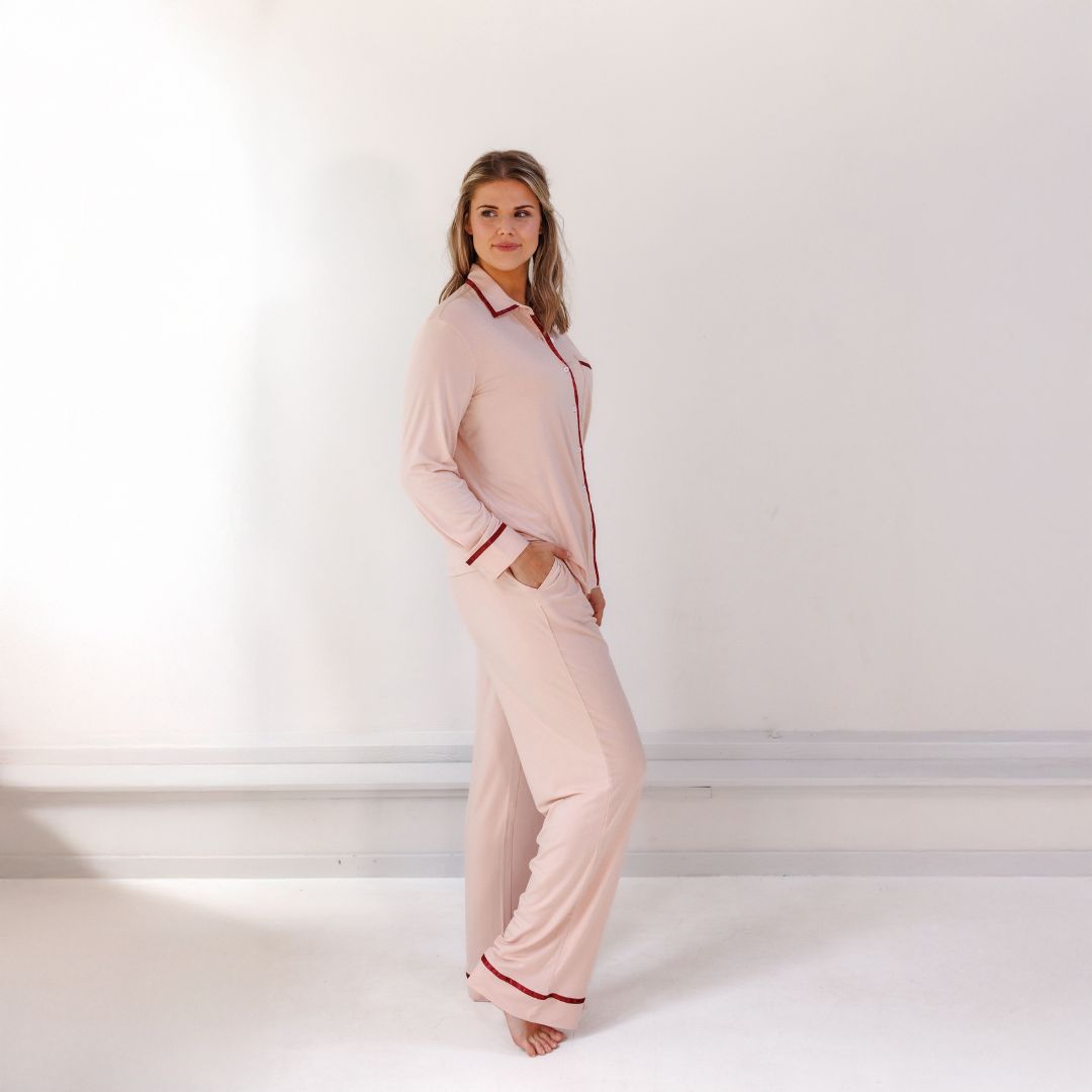 Coco & Cici - TENCEL Pyjama-set Dames Poederperzik - Maat S