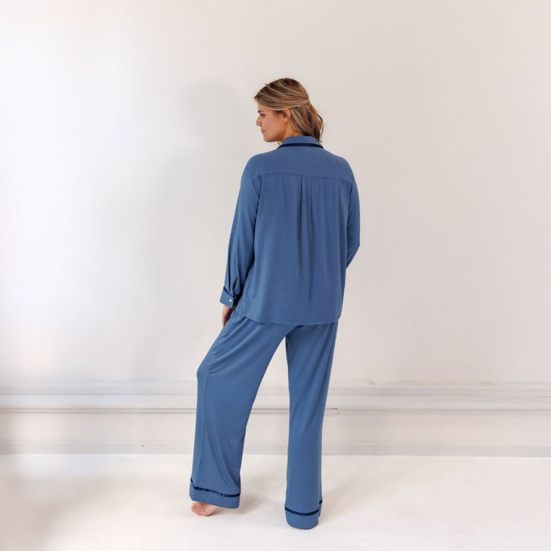 Coco & Cici - TENCEL pyjamaset dames donkerblauw - maat S
